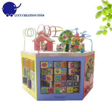 Kids Educational 6 sides Multi-functional 6 in 1 Large Wooden Super Intelligent Toy Learning Cube